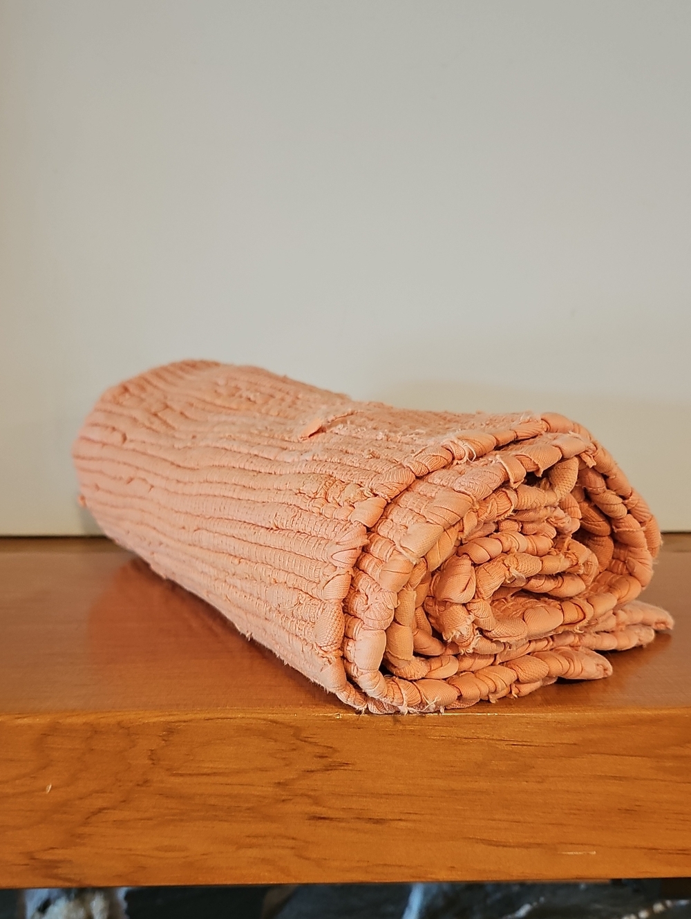 Handwoven Peach Cotton Rag Rug